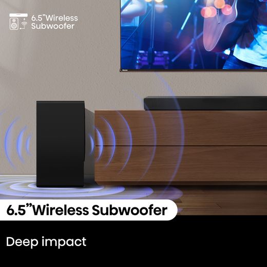 Hisense AX5100Q AX5100Q 5.1 Soundbar - Black - Annotation - Wireless subwoofer shot