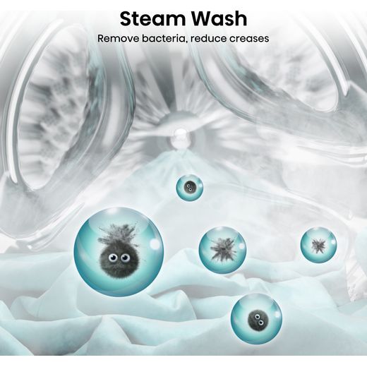 Hisense 1Q Series WF1Q8041BW 8kg Washing Machine with 1400 rpm - White - Annotation - Steam wash shot 