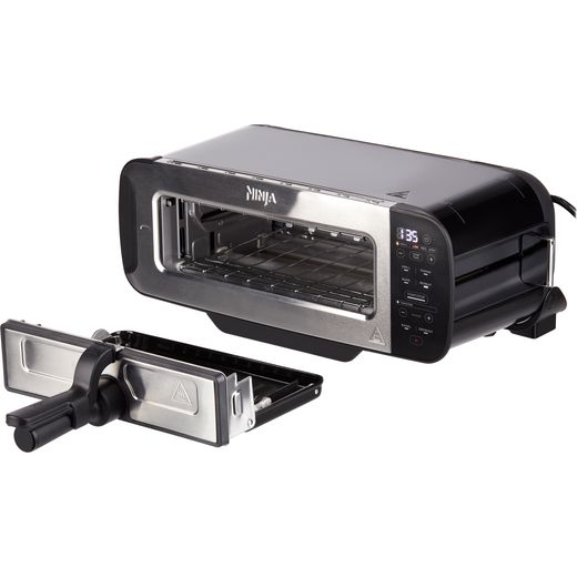 Ninja Foodi 3-in-1 Toaster, Grill & Panini Press ST200UK - Black - Left perspective with grill tray removed