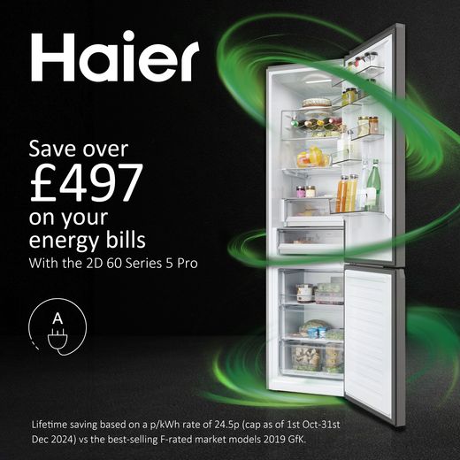 Haier 70/30 Total No Frost Fridge Freezer - Silver - Annotation - Energy saving shot