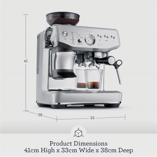 Sage The Barista Express Impress Espresso Coffee Machine - Stainless Steel - Annotation - Dimension shot