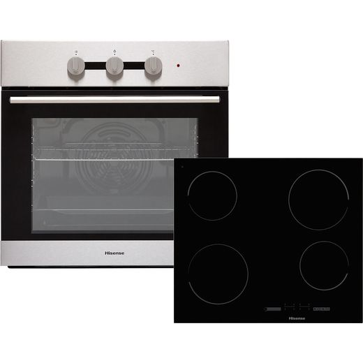 Hisense BI6031CXUK Built In Electric Single Oven and Ceramic Hob Pack - Stainless Steel / Black - A Rated