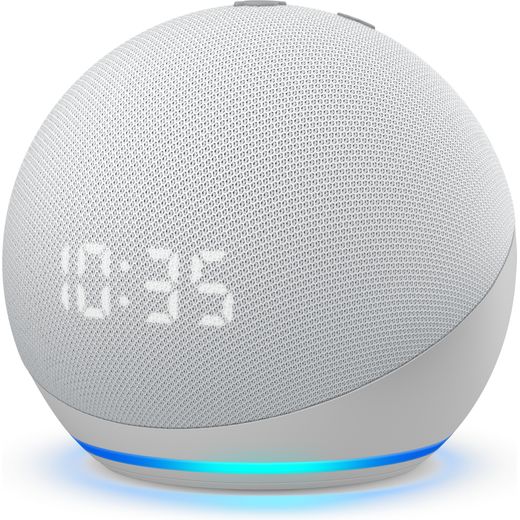 Amazon Echo Dot (4th Gen) with Clock Smart Speaker with Amazon Alexa - White