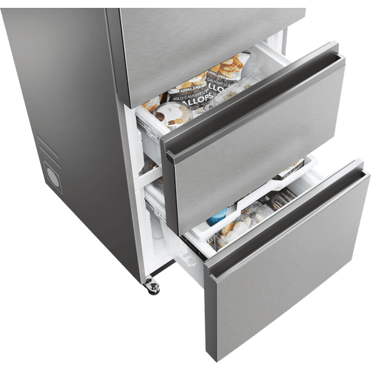 Haier 3D 60 Series 5 60/40 Total No Frost Fridge Freezer - Stainless Steel - Top view of freezer drawer shot