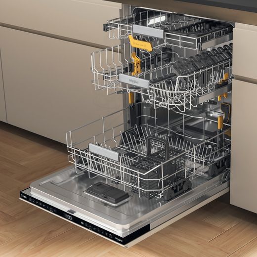 Whirlpool Standard Dishwasher - Black - Dishwasher in kitchen with door open shot
