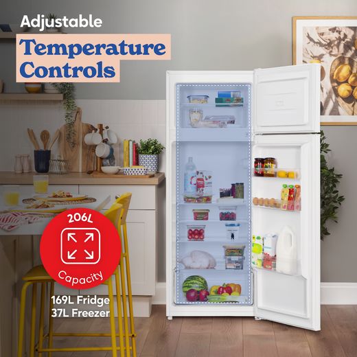 Russell Hobbs RH143TMFF542E1W 143cm 80/20 Small Fridge Freezer - White - Annotation - temp control shot 