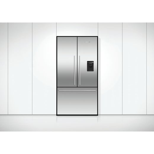 Fridge Freezer French Door 900mm, Stainless Steel - Ice & Water, WiFi, compatible with SmartHQ App - American fridge freezer in kitchen shot 