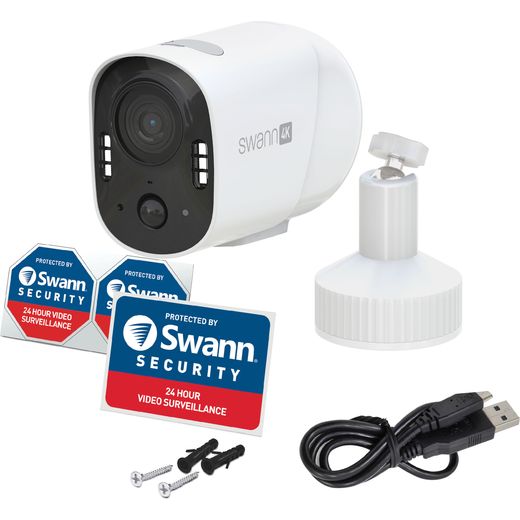 Swann Xtreem Pro™ 4K Wireless Camera with Spotlights Smart Home Security Camera - White - Box contents
