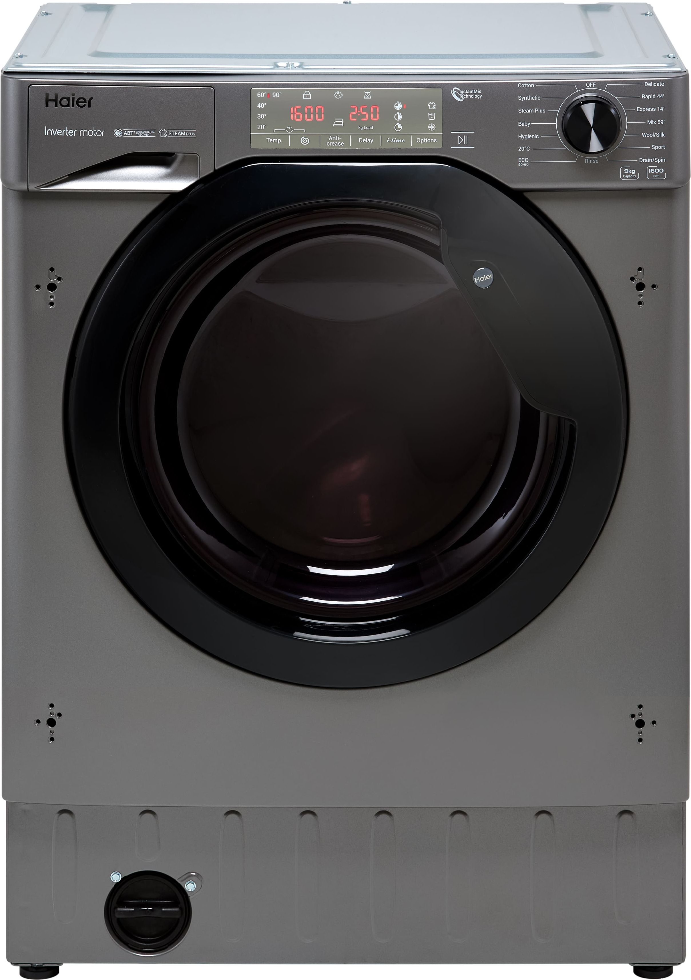 Haier Series 4 HWQ90B416FWBR Integrated 9kg Washing Machine with 1600 rpm - Anthracite - A Rated, Black