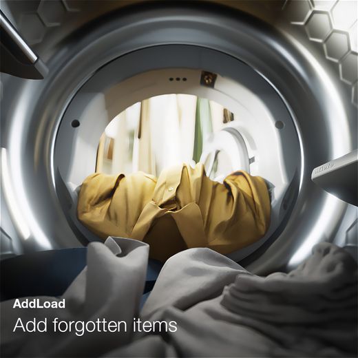 Miele TSL783WP Wifi Connected 9Kg Heat Pump Tumble Dryer - White - Annotation - Add load shot