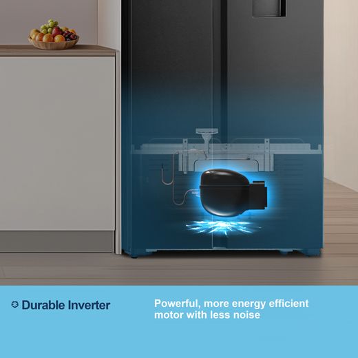 Fridgemaster American Fridge Freezer - Black - Annotation - Durable inverter