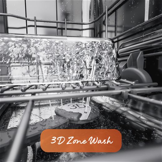 Hotpoint Fully Integrated Standard Dishwasher - Black - Annotation - 3D zone wash shot