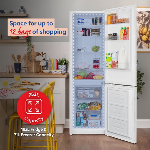 Russell Hobbs RH181TNF552E1W 181cm 60/40 Frost Free Fridge Freezer - White - Annotation -  12 bags shot