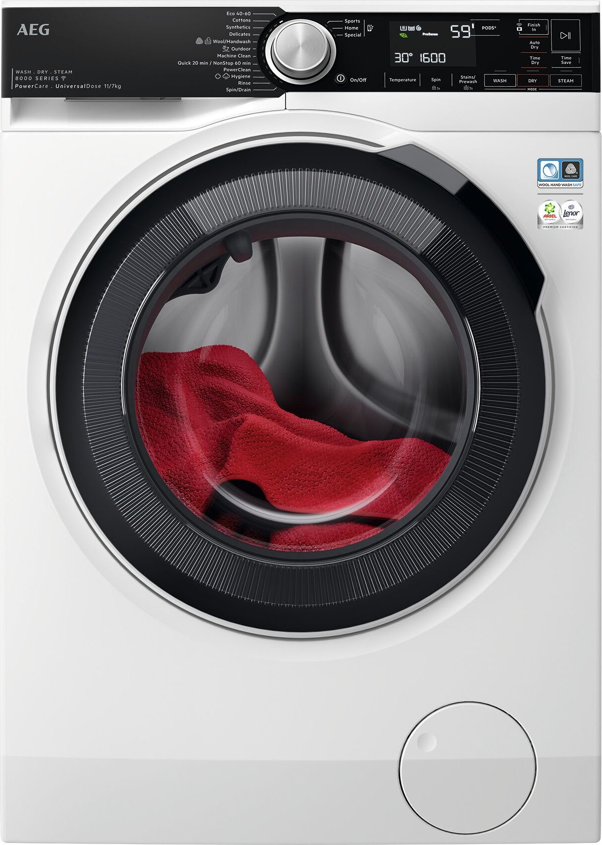 Image of AEG 8000 PowerCare UniversalDose LWR8516L6UD 11Kg/7Kg Washer Dryer with 1600 rpm - White - D Rated [Wash&Dry], A Rated [Wash Only], White