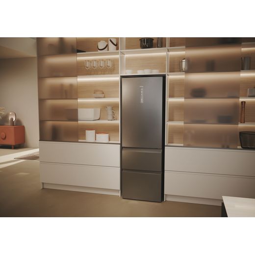 Haier 3D 60 Series 5 60/40 Total No Frost Fridge Freezer - Stainless Steel - Fridge freezer in kitchen shot