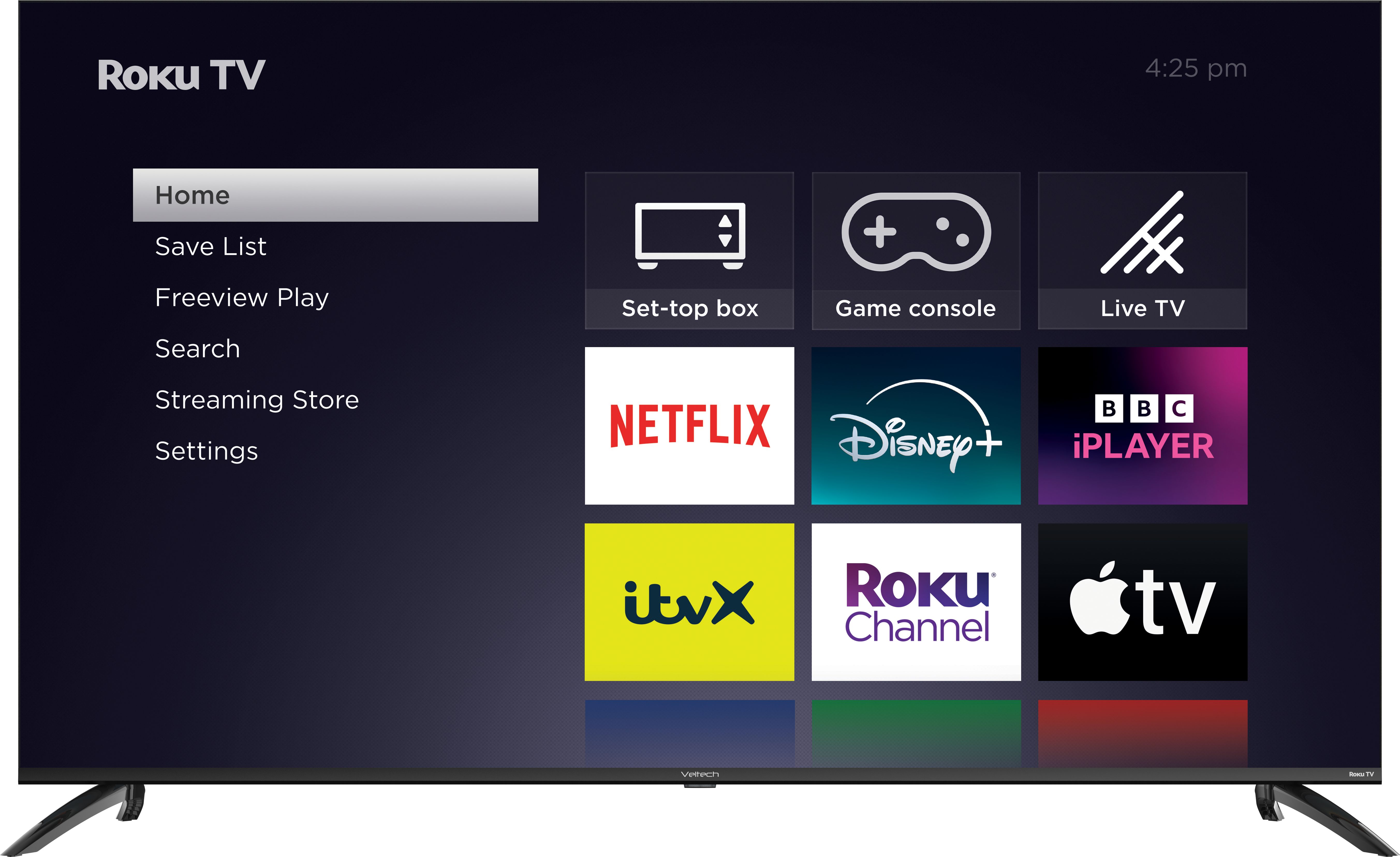 Veltech 65" 4K Ultra HD Smart Roku LED TV - Black