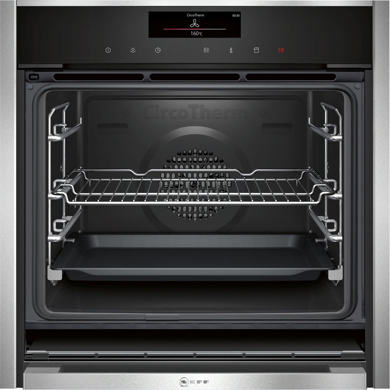 Stainless Steel NEFF N90 Slide/&Hide B58VT68H0B Wifi Connected Built In Electric Single Oven with added Steam Function