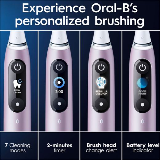 Oral B iO™ 9 Electric Toothbrush - Rose Quartz - Annotation - Personalized brushing shot