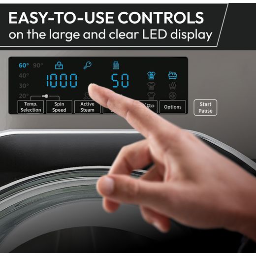 Hoover H-WASH 300 PRO HBW 48TAMEJ-80 Integrated 8kg Washing Machine with 1400 rpm - White - Annotation - Easy to use control shot
