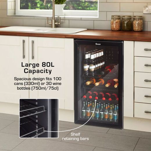 Swan Wine Cooler - Black  - Annotation - Capacity shot