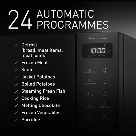 Panasonic NN-ST65QBBPQ 32 Litre 31cm High, Freestanding Small - Black - Annotation - 24 auto programmes shot