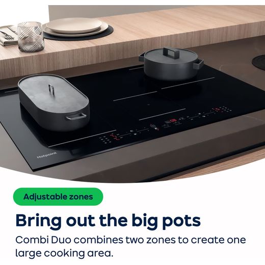 Hotpoint TB3977BBF 77cm Induction Hob - Black - Annotation - Combi duo shot