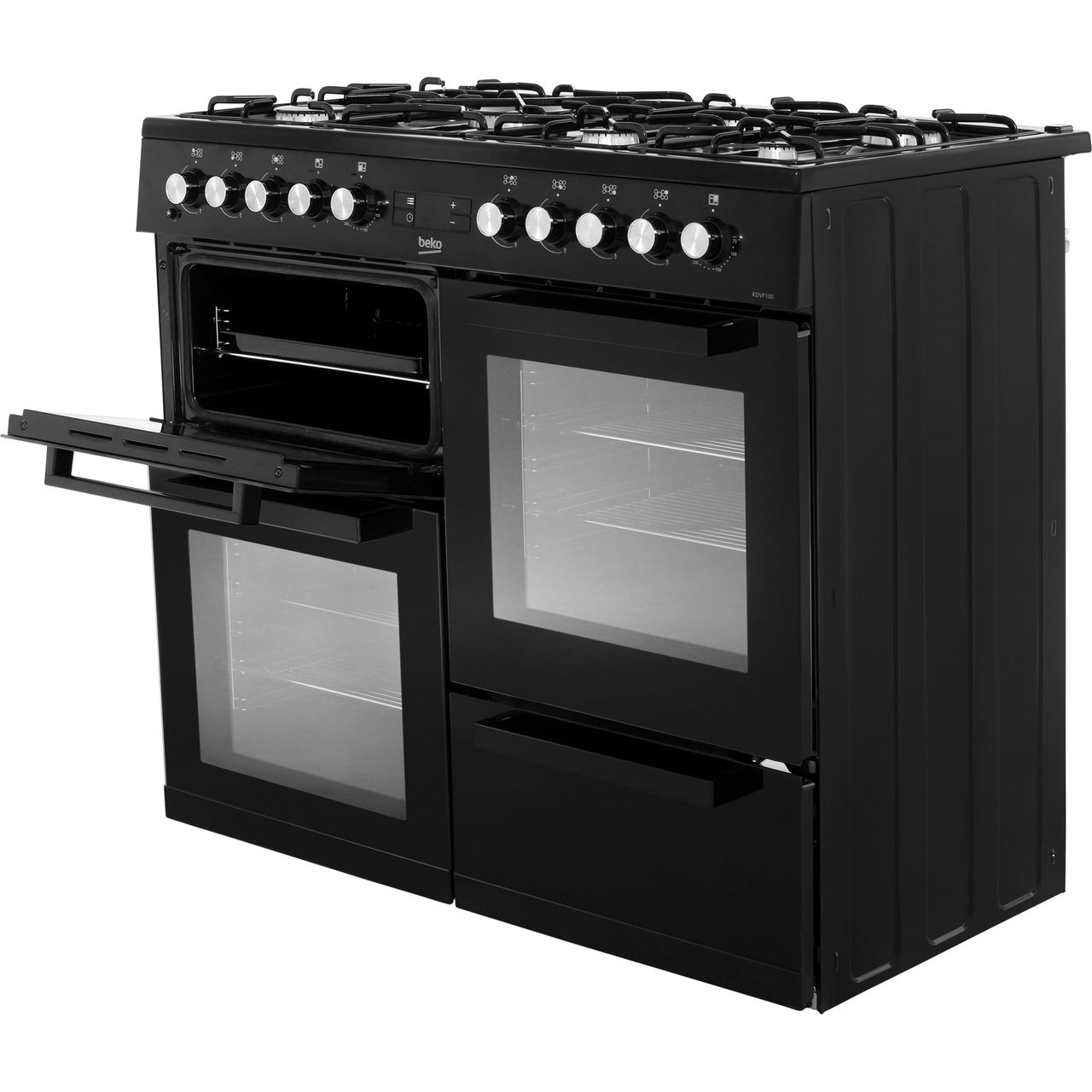 Beko KDVF100K 100cm 7 Burners A/A Dual Fuel Range Cooker Black New eBay