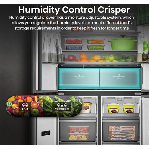 Hisense American Fridge Freezer - Black - Annotation - Humidity control crisper