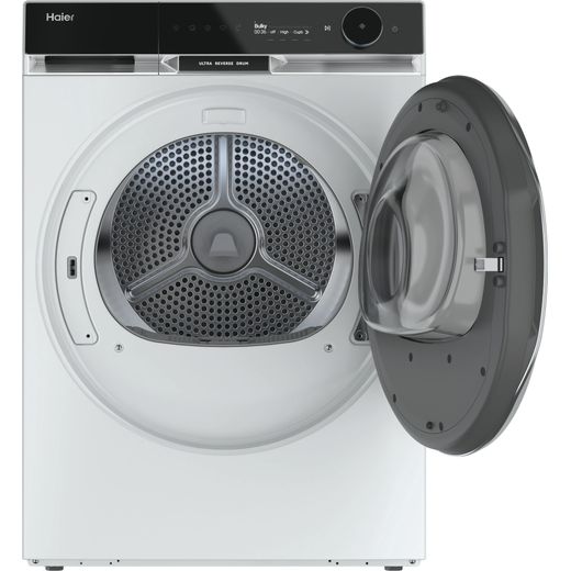 Haier 31102846 Wifi Connected 9Kg Heat Pump Tumble Dryer - White - Door open