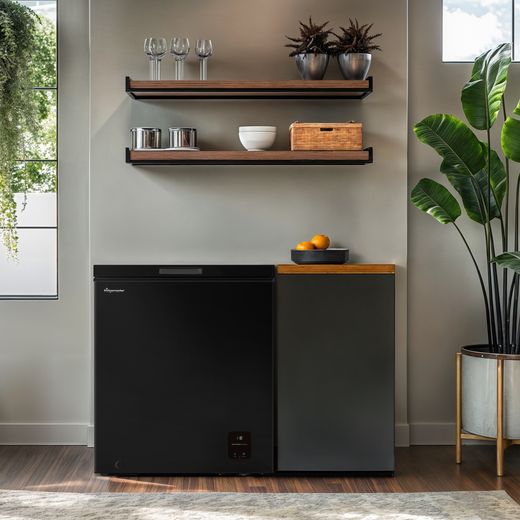 Fridgemaster Chest Freezer - Black - Freezer in kitchen shot