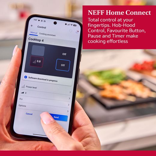 NEFF N70 T58FHW1L0 80cm Induction Hob - Black - annotation - home connect shot