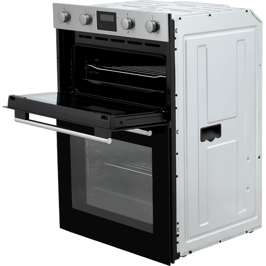 Hisense Built In Electric Double Oven and Ceramic Hob Pack - Stainless Steel / Black - Oven left perspective with door open shot