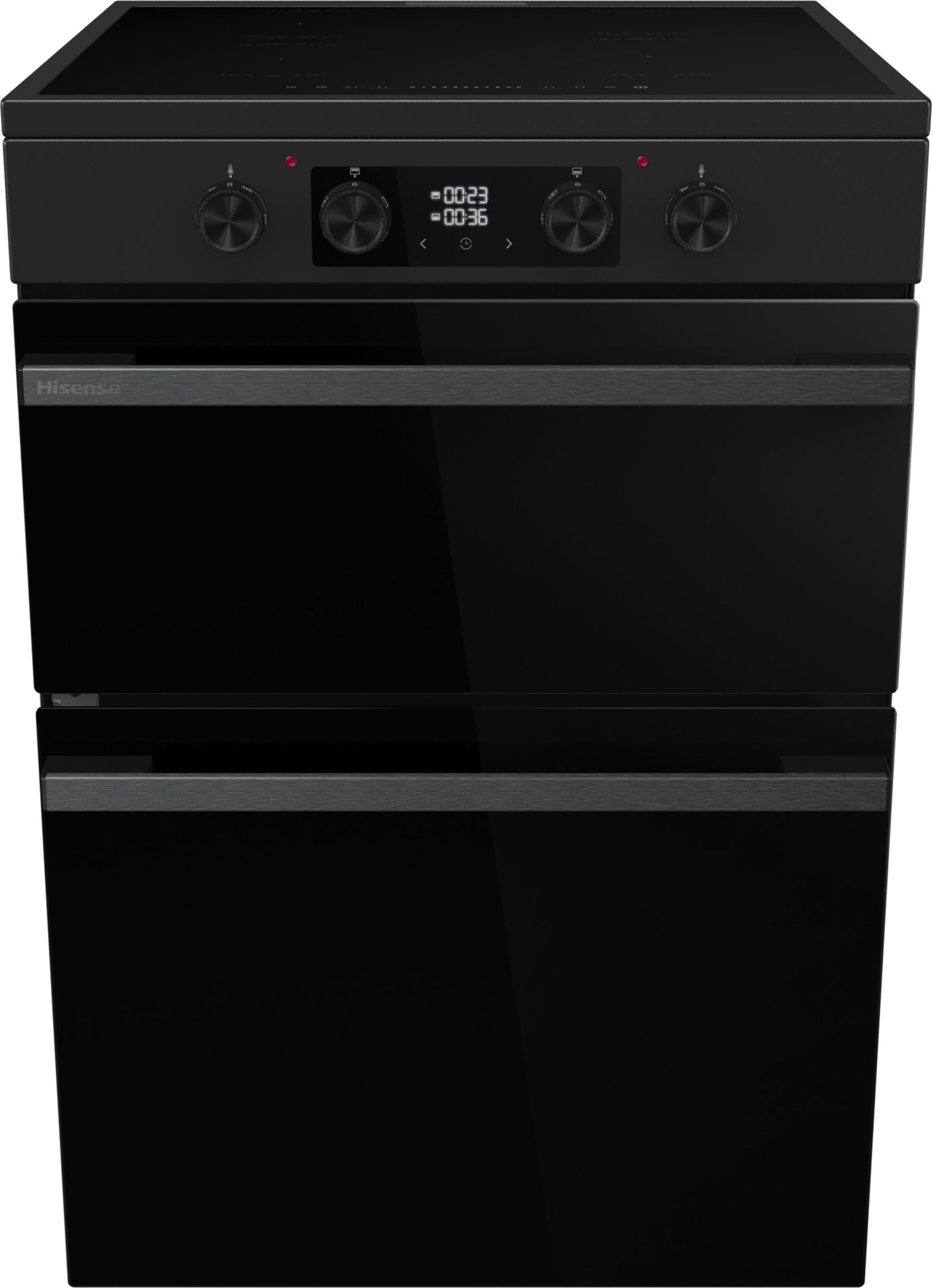 Image of Hisense Hi6 Max HDCEIT6C20B 60cm Wide Double Oven Electric Cooker with Induction Hob - Jet Black - A Rated, Black