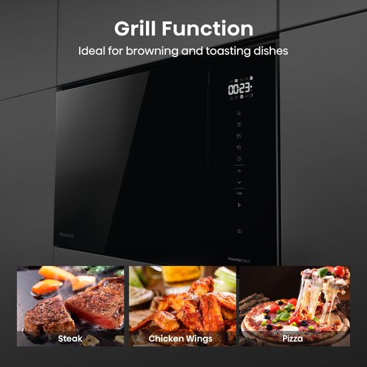 Hisense Hi6 BlackLine BIM325GI63DBGUK Built In Microwave With Grill - Black - Annotation - Grill function shot