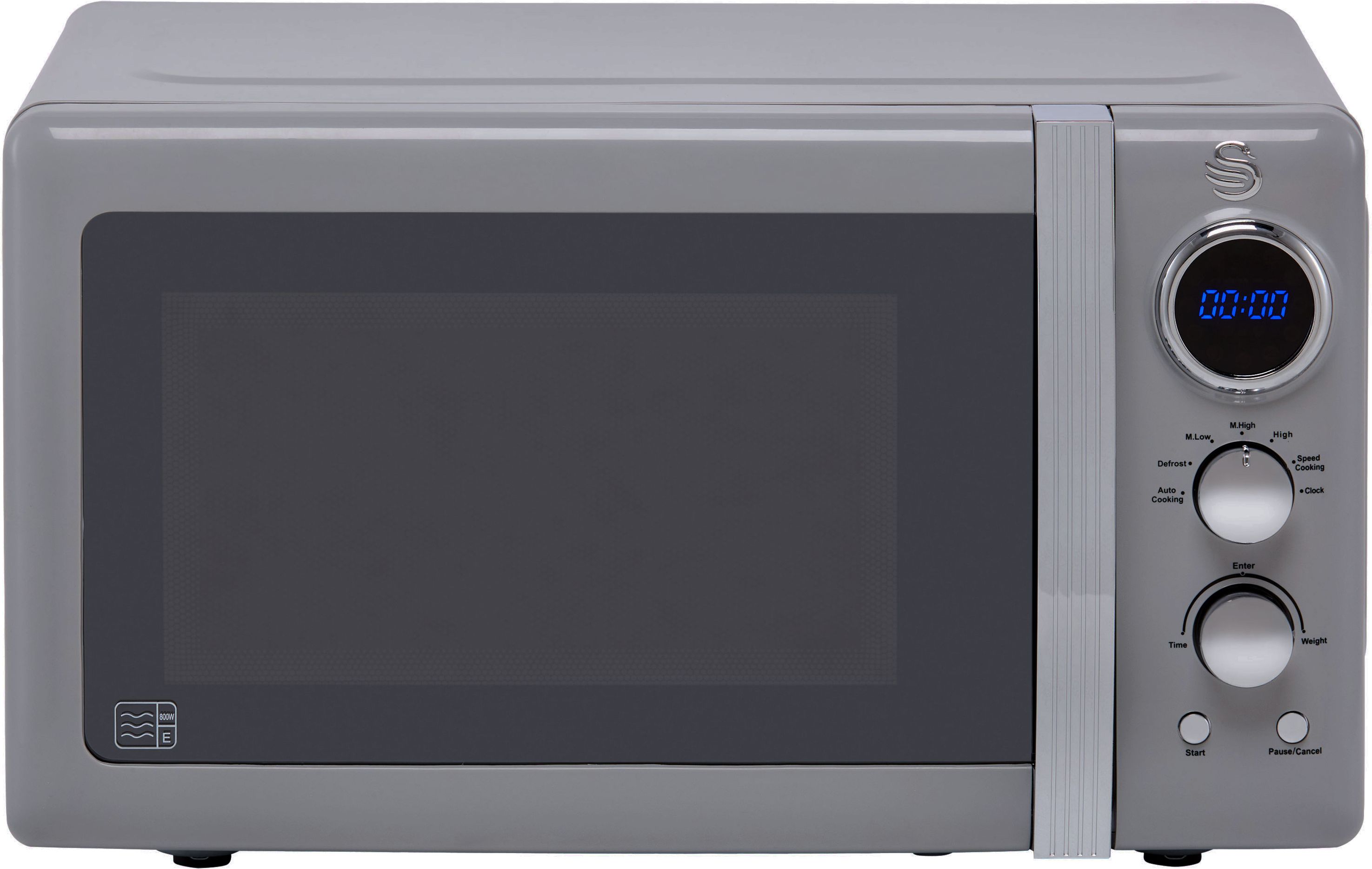 Swan Retro SM22030LGRN 20 Litre 26cm High, Freestanding Small Standard Microwave Oven - Grey, Grey