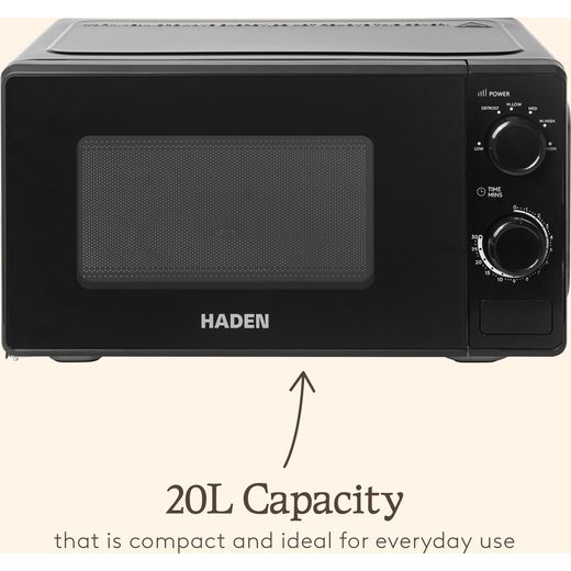 Haden 215635 20 Litre 24cm High, Freestanding Small Microwave - Black - Annotation - 20L capacity