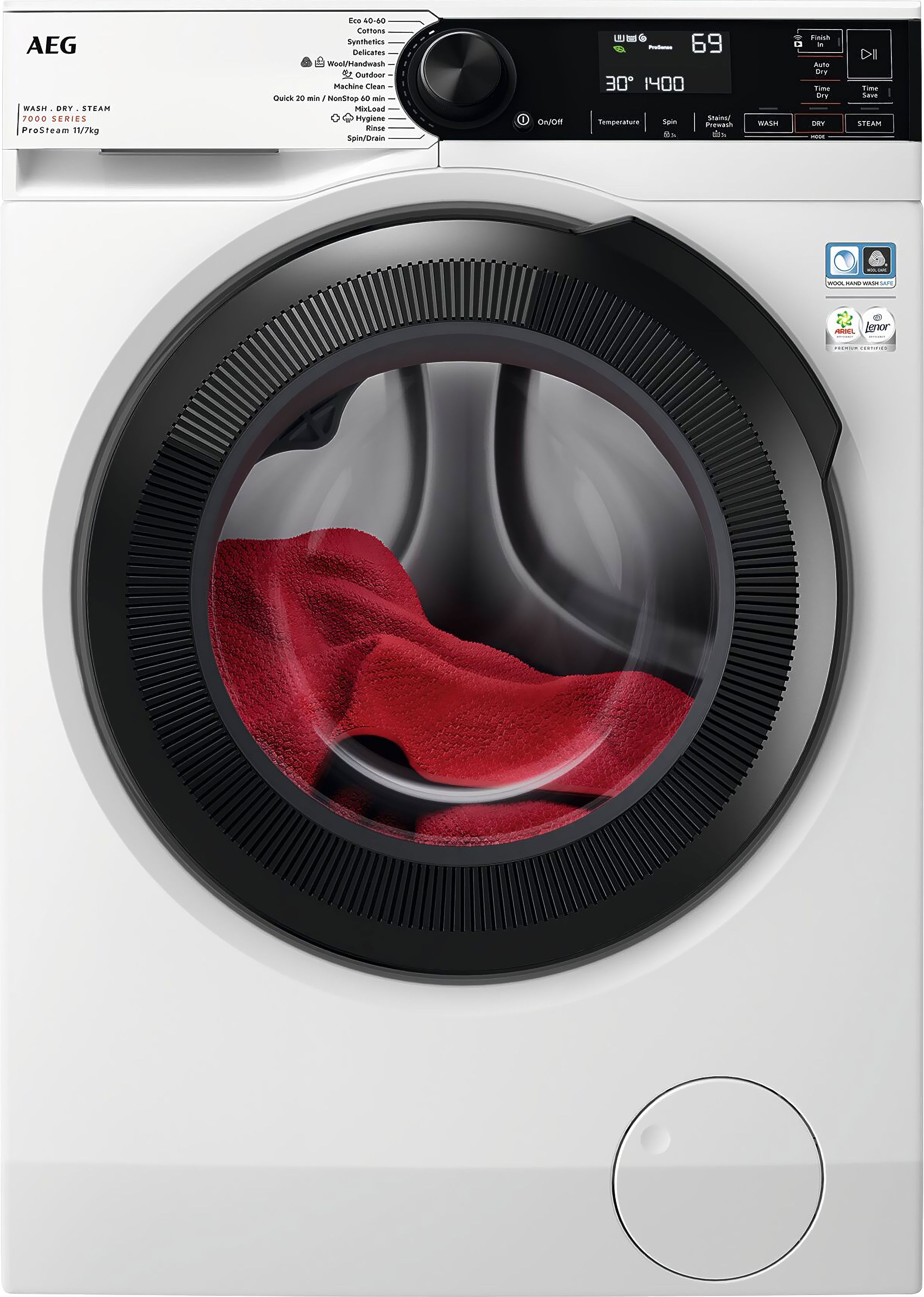 Image of AEG 7000 ProSteam® LWR7314L4B 11Kg/7Kg Washer Dryer with 1400 rpm - White - D Rated [Wash&Dry], A Rated [Wash Only], White