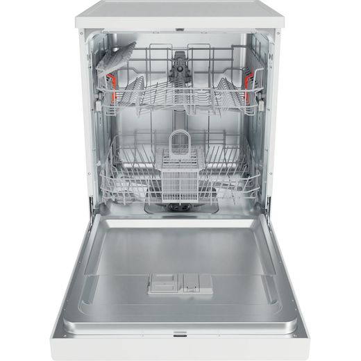 Hotpoint Standard Dishwasher - White - Front with door open shot