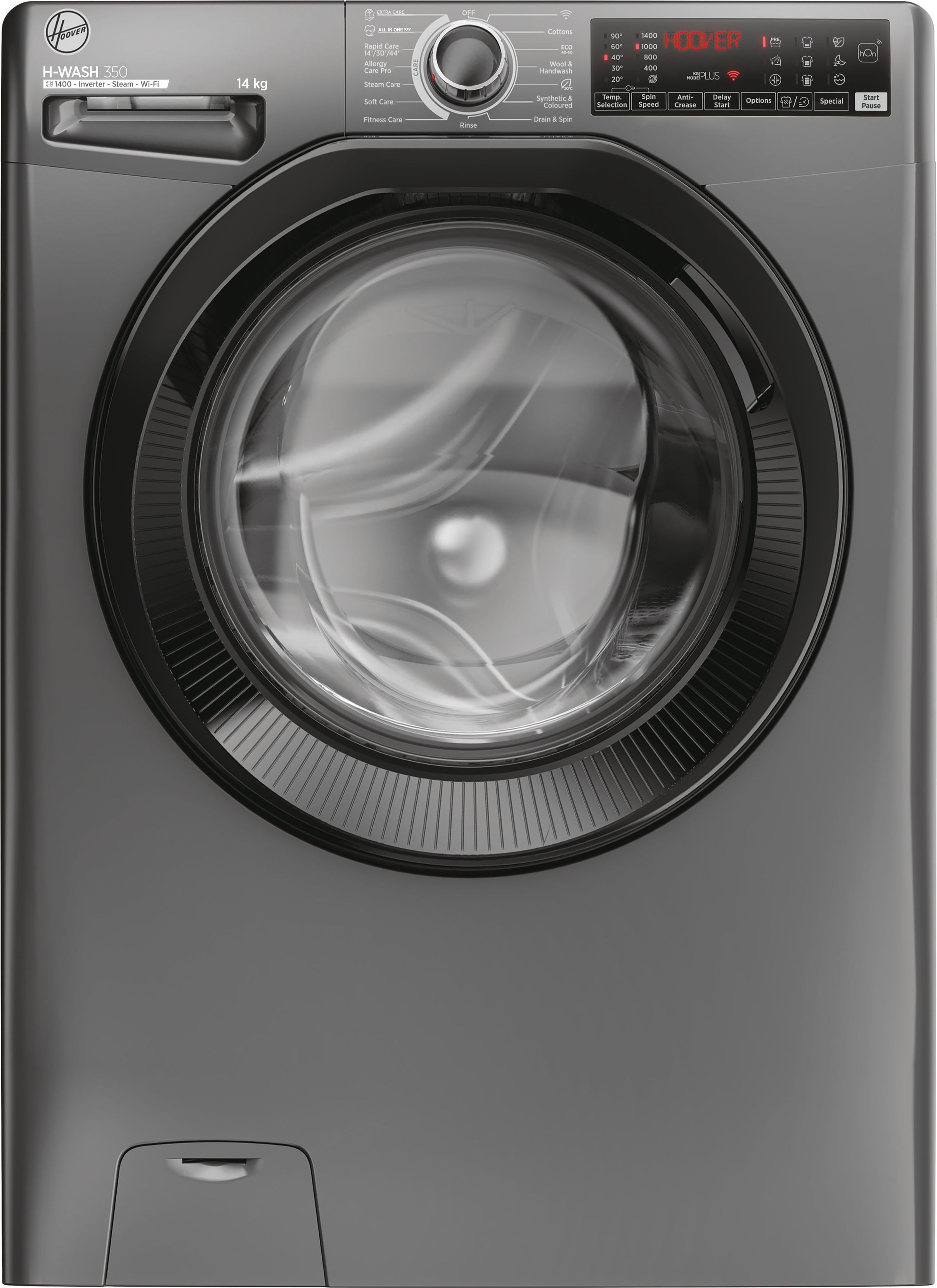 Image of Hoover H-WASH 350 H3WPS4146TAMBR80 14kg WiFi Connected Washing Machine with 1400 rpm - Anthracite - A Rated, Grey