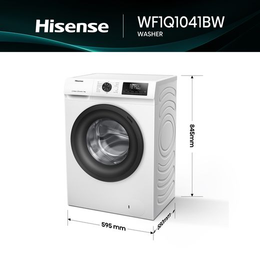 Hisense 1Q Series WF1Q1041BW 10kg Washing Machine with 1400 rpm - White - Annotation - Dimension shot