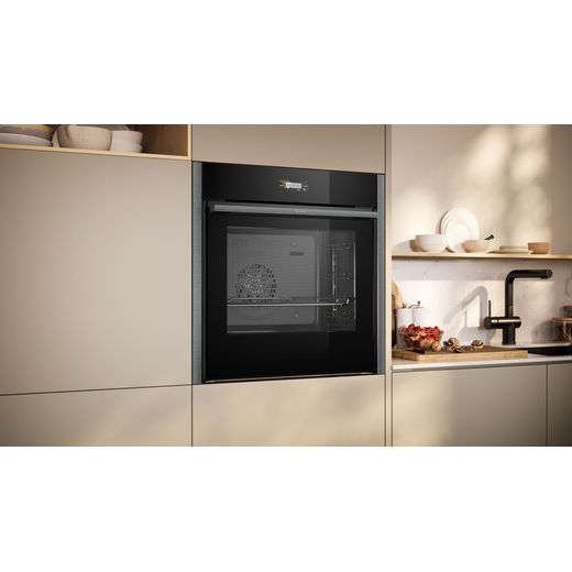 NEFF N70 Slide & Hide® Built In Electric Single Oven - Graphite - Oven in kictehn shot