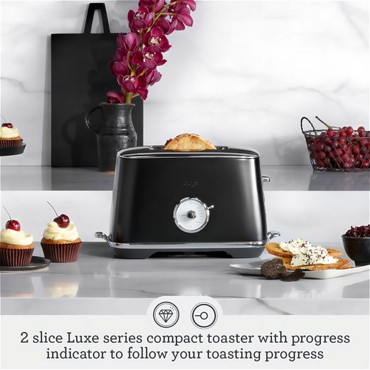 Sage Toast Select™ Luxe STA735BTR4GUK1 2 Slice Toaster - Matte Black - Annotation - Luxe style shot