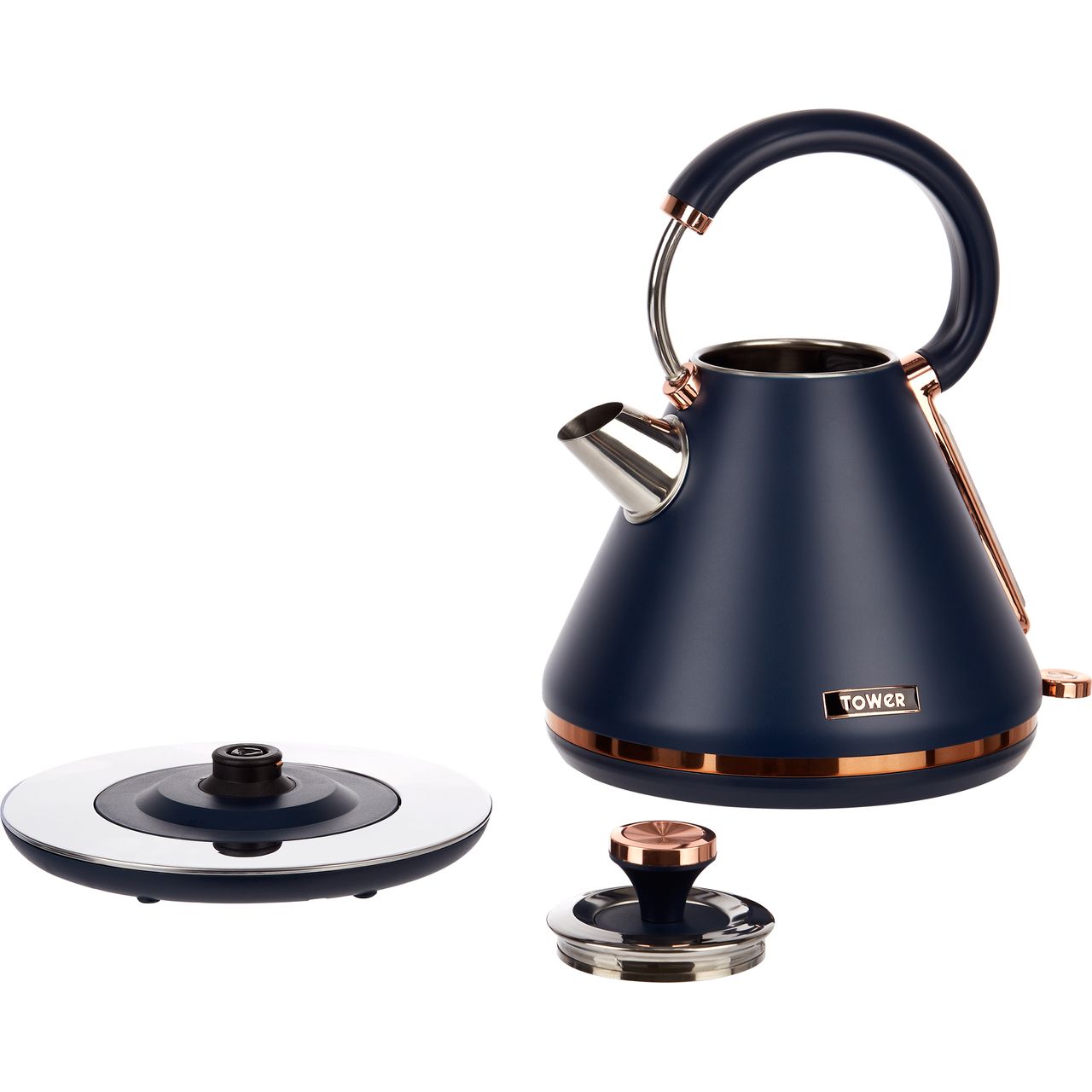 navy blue and copper kettle