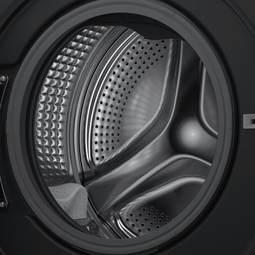 Haier HW100B14367BU1UK WiFi Connected Washing Machine with 1400 rpm - Black Steel - Inside drum shot