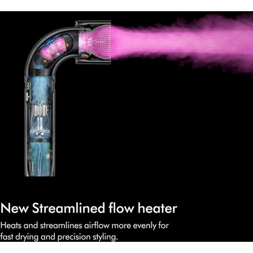 Dyson Supersonic r™ Curly & Coily Hair Dryer - Ceramic Pink / Rose Gold - Annotation - Streamline heat flower shot 