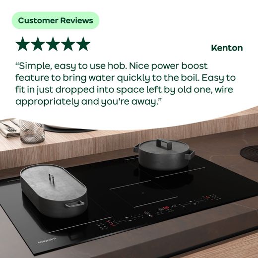 Hotpoint TB3977BBF 77cm Induction Hob - Black - AO Review - Hob in modern kitchen