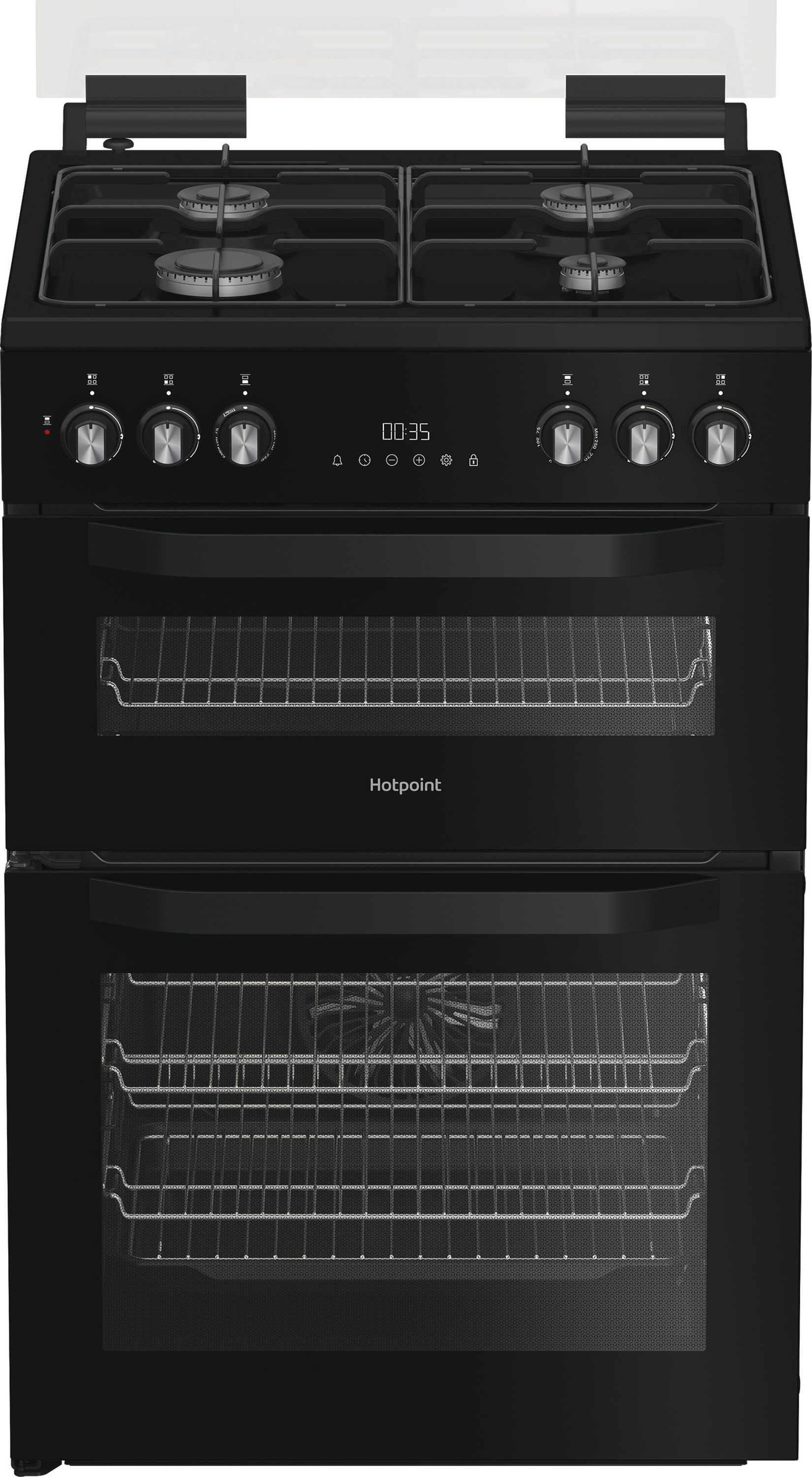 Hotpoint - Dual Fuel Cooker - 60cm - Black - Fan Oven - Gas Hob