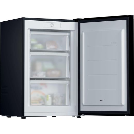 Hoover Under Counter Freezer - Black - Right perpsective with door open shot