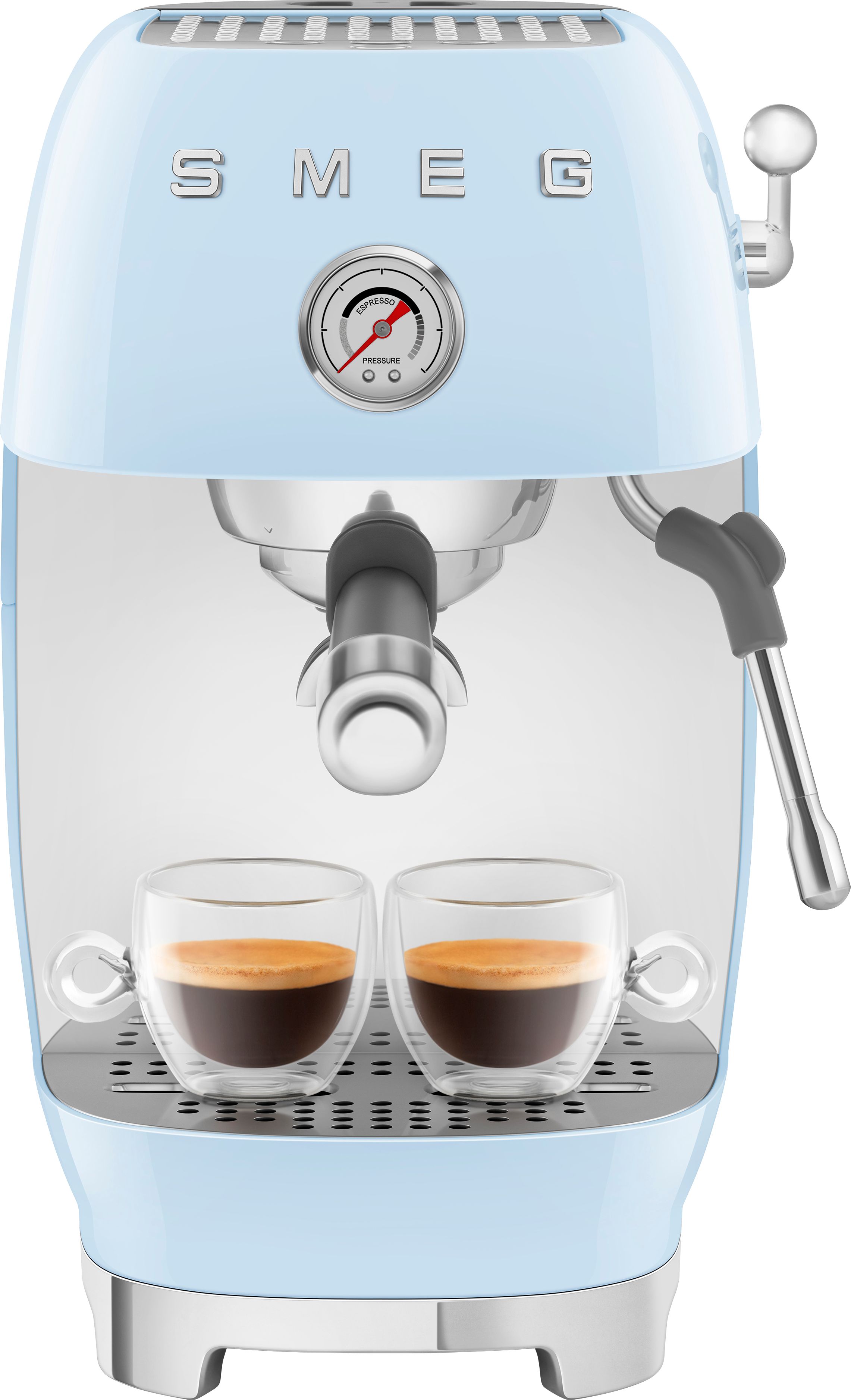 Smeg 50's Style Cold Brew Espresso Coffee Machine - Pastel Blue - ECF03PBUK, Blue