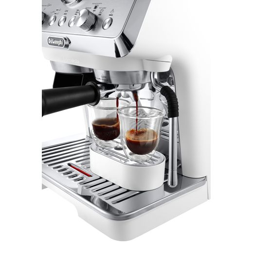 De'Longhi La Specialista Arte EC9155.W Bean to Cup Coffee Machine - White - Coffee machine making coffee into mug shot